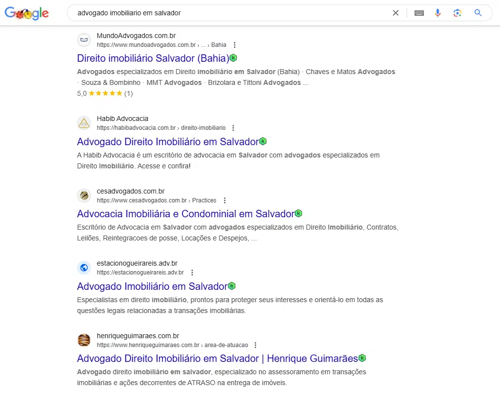 resultados de pesquisa do google onde é um exemplo claro de o que é seo