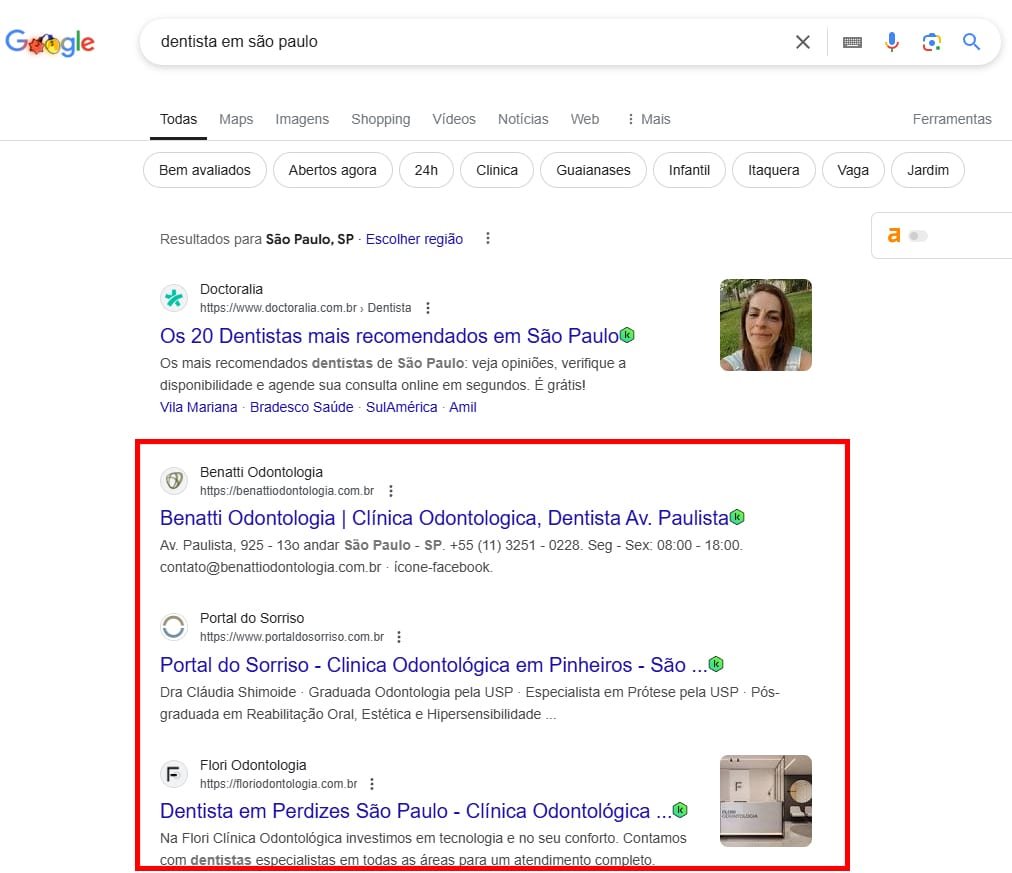 resultados de busca seo