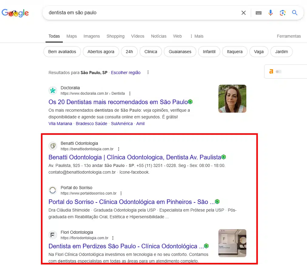 resultados de busca seo