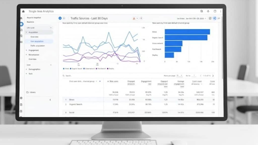propriedade do google analytics 4 com informações relevantes sobre o blog corporativo