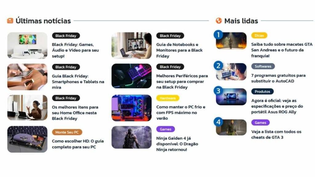 artigos do blog do e-commerce da kabum, empresa aplica estratégias de blog corporativo