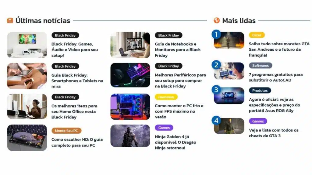 artigos do blog do e-commerce da kabum, empresa aplica estratégias de blog corporativo