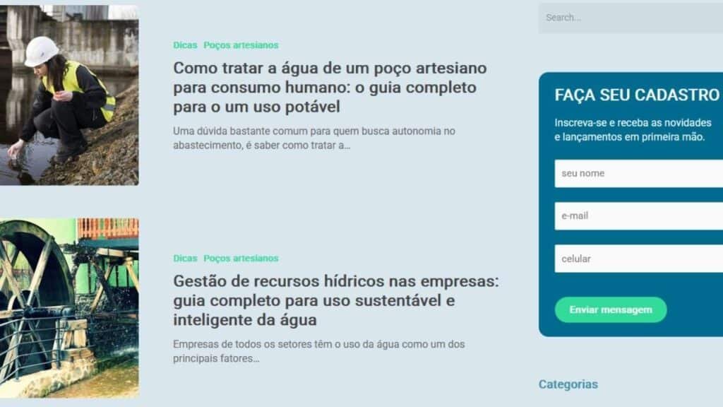 estratégia de blog corporativo dentro de uma empresa de poço artesiano