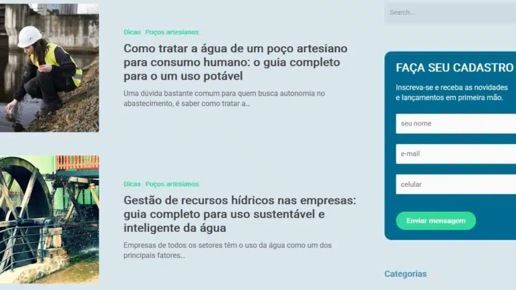 estratégia de blog corporativo dentro de uma empresa de poço artesiano