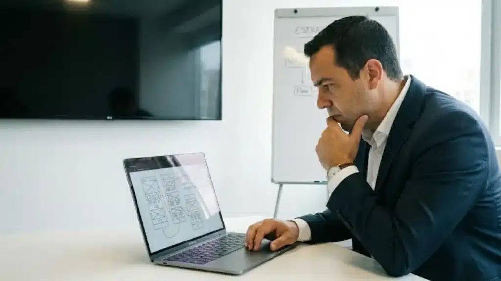 dono e empresário de uma grande empresa de camaçari analisando a entrega do serviço de criação de sites em camaçari