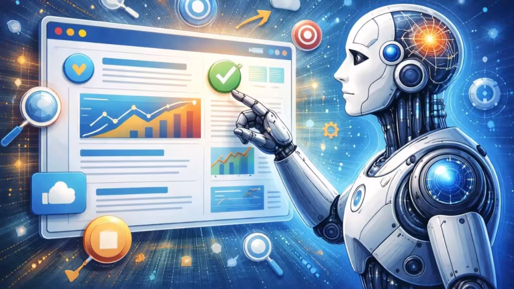 robô I.A interagindo com os resultados de busca do google e demais mecanismos de busca