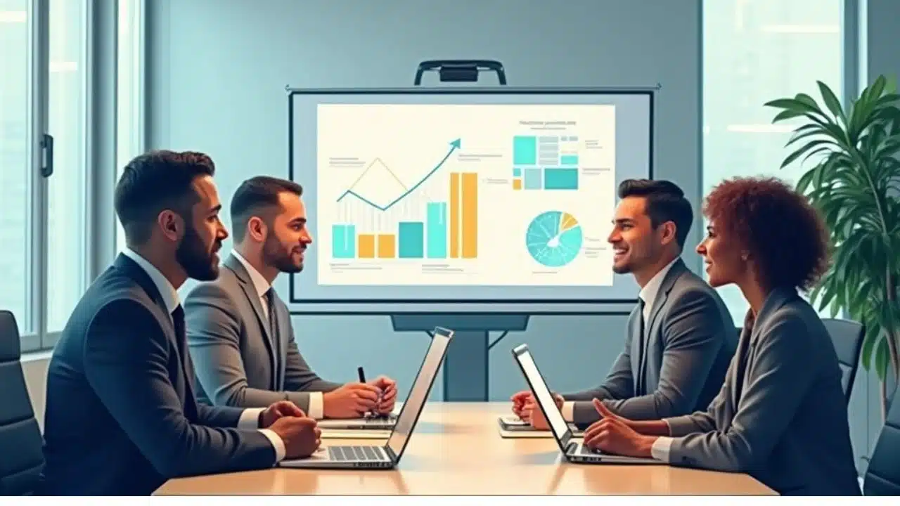 pessoas falando sobre negócios em uma sala de escritório