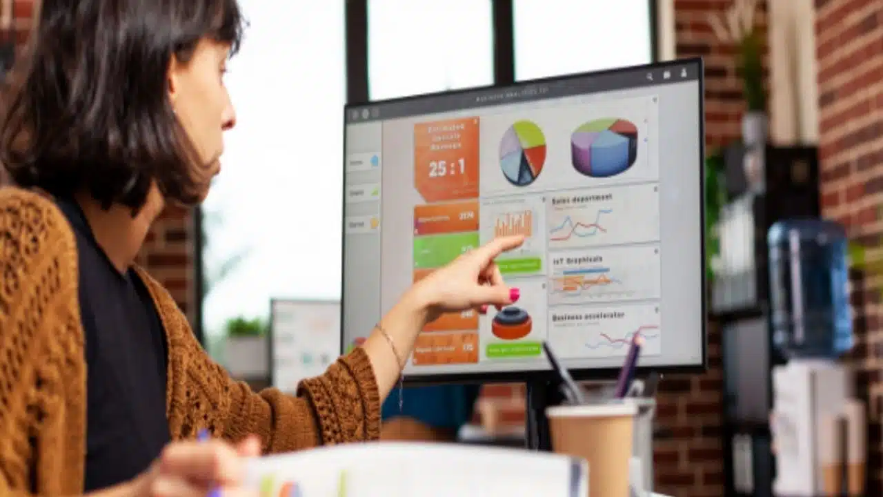 dona de uma empresa analisando os relatórios enviados por consultoria de SEO